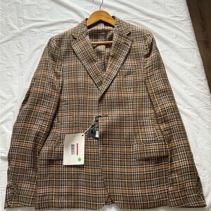 Drumohr Checkered Blazer in Tan and Brown